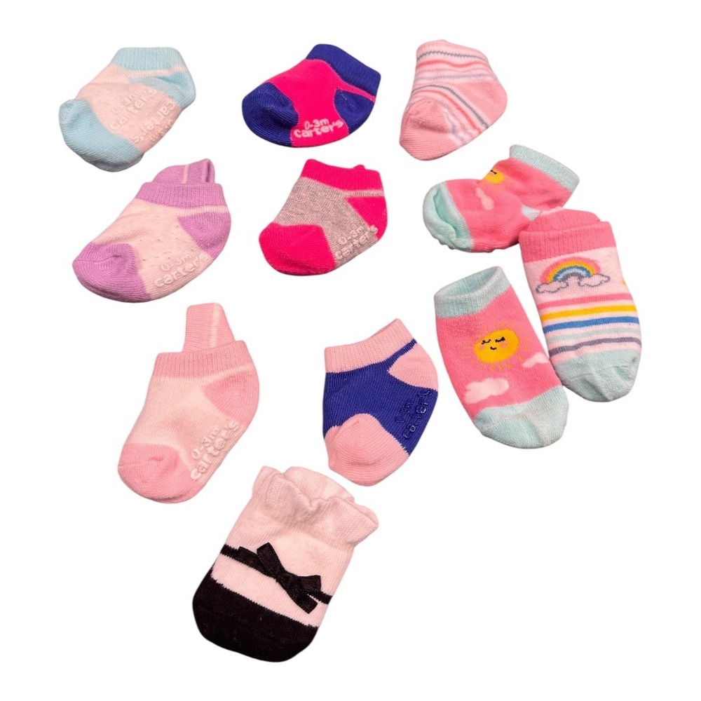 Carters Baby‎ Socks 0-3 Months Lot of 11 Pairs Infant Colorful 202